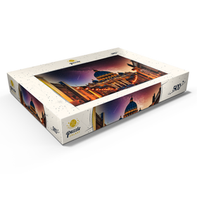Alternative Darstellung des Puzzle-Motivs Vatikanstadt. Beleuchtete St. Peters Basilika in der Vatikanstadt bei Nacht – Puzzleteile: 500