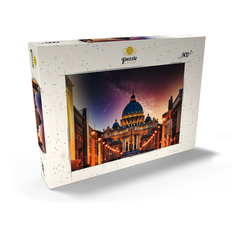 Vatikanstadt. Beleuchtete St. Peters Basilika in der Vatikanstadt bei Nacht 500 Puzzle Schachtel Ansicht2