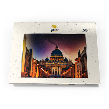 Vatikanstadt. Beleuchtete St. Peters Basilika in der Vatikanstadt bei Nacht 500 Puzzle Schachtel Ansicht3