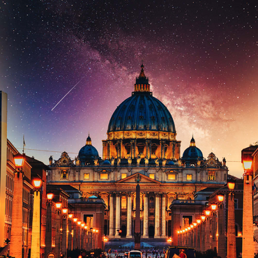 Vatikanstadt. Beleuchtete St. Peters Basilika in der Vatikanstadt bei Nacht 500 Puzzle 3D Modell
