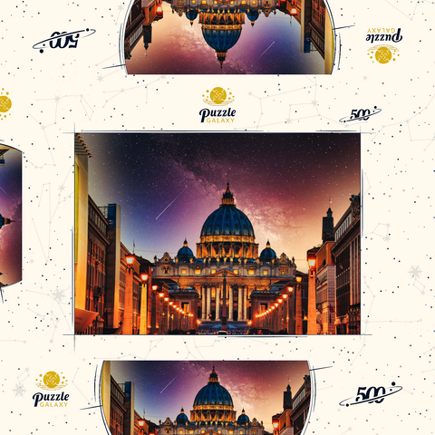Vatikanstadt. Beleuchtete St. Peters Basilika in der Vatikanstadt bei Nacht 500 Puzzle Schachtel 3D Modell