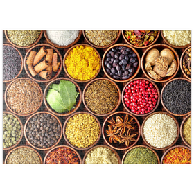 Darstellung des Puzzle Motivs Gewürze in runden Schüsseln - Puzzleteile: 500