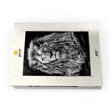 Schwarz-Weiß-Bild eines Majestätischen Löwen 1000 Puzzle Schachtel Ansicht3