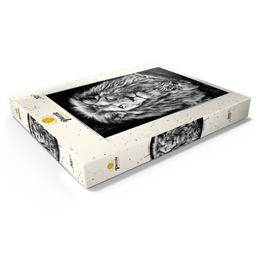 Schwarz-Weiß-Bild eines Majestätischen Löwen 200 Puzzle Schachtel Ansicht1