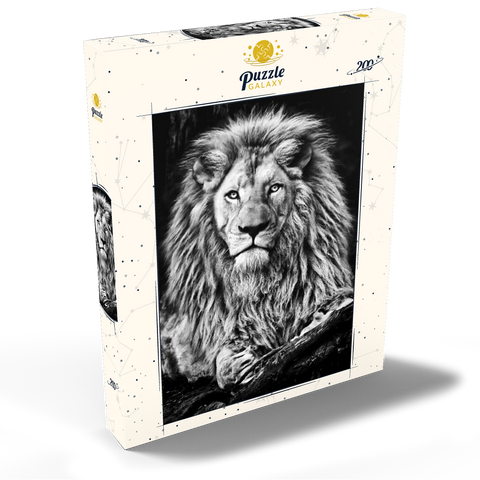 Schwarz-Weiß-Bild eines Majestätischen Löwen 200 Puzzle Schachtel Ansicht2