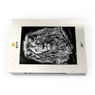 Schwarz-Weiß-Bild eines Majestätischen Löwen 500 Puzzle Schachtel Ansicht3