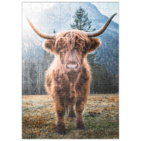 Darstellung des Puzzle Motivs Hochlandrind in den italienischen Dolomiten - Puzzleteile: 200