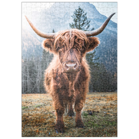 Darstellung des Puzzle Motivs Hochlandrind in den italienischen Dolomiten - Puzzleteile: 500