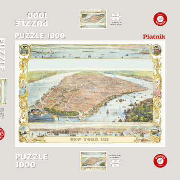 Stadtplan New York, 1853 1000 Puzzle Schachtel 3D Modell