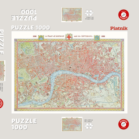 Stadtplan London, 1831 1000 Puzzle Schachtel 3D Modell