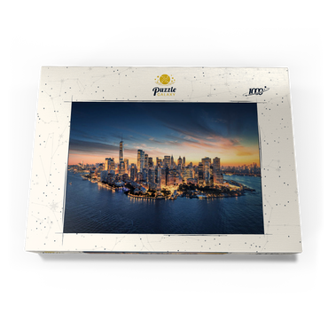 New York City Panorama Skyline bei Sonnenaufgang.  1000 Puzzle Schachtel Ansicht3