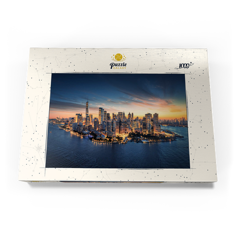 New York City Panorama Skyline bei Sonnenaufgang.  1000 Puzzle Schachtel Ansicht3