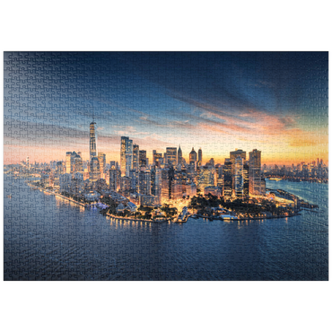 puzzleplate New York City Panorama Skyline bei Sonnenaufgang.  1000 Puzzle