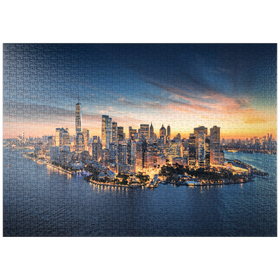 Darstellung des Puzzle Motivs New York City Panorama Skyline bei Sonnenaufgang - Puzzleteile: 1000