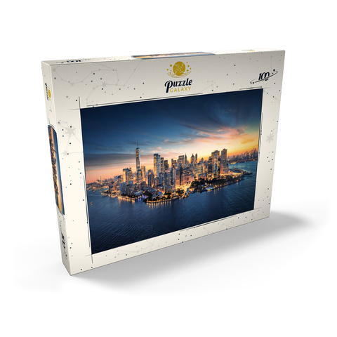 New York City Panorama Skyline bei Sonnenaufgang.  100 Puzzle Schachtel Ansicht2