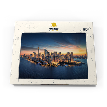 New York City Panorama Skyline bei Sonnenaufgang.  100 Puzzle Schachtel Ansicht3