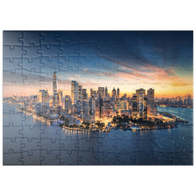 Darstellung des Puzzle-Motivs New York City Panorama Skyline bei Sonnenaufgang – Puzzleteile: 100