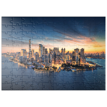 puzzleplate New York City Panorama Skyline bei Sonnenaufgang.  100 Puzzle