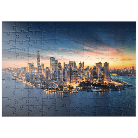 puzzleplate New York City Panorama Skyline bei Sonnenaufgang.  100 Puzzle