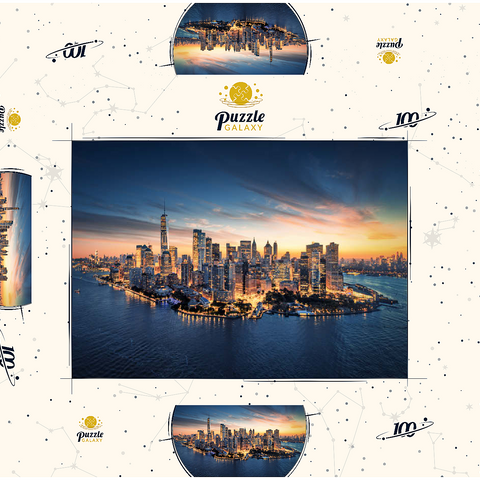 New York City Panorama Skyline bei Sonnenaufgang.  100 Puzzle Schachtel 3D Modell