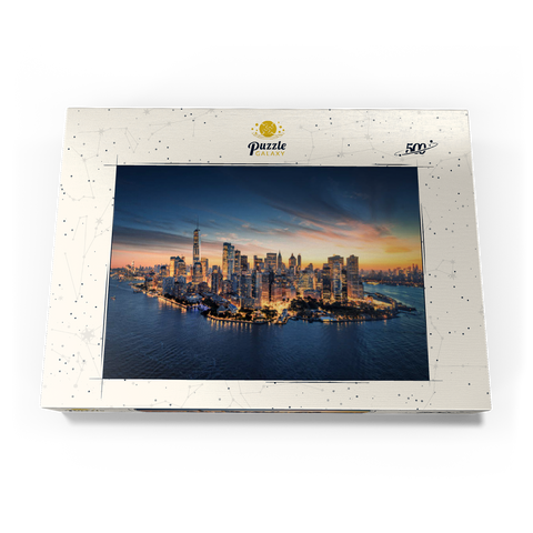 New York City Panorama Skyline bei Sonnenaufgang.  500 Puzzle Schachtel Ansicht3