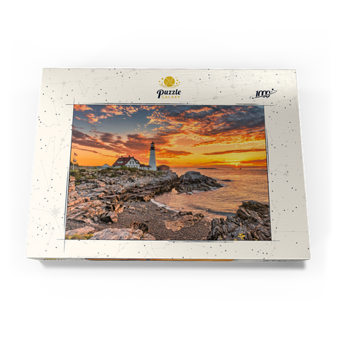 Portland-Leuchtturm bei Sonnenaufgang in New England, Maine, USA 1000 Puzzle Schachtel Ansicht3