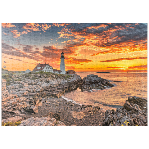 puzzleplate Portland-Leuchtturm bei Sonnenaufgang in New England, Maine, USA 1000 Puzzle