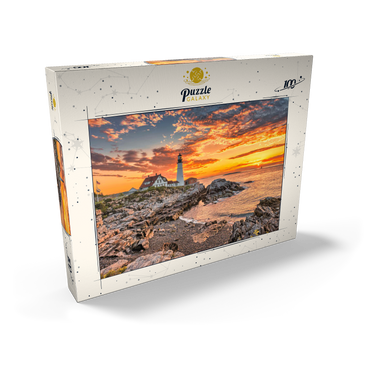 Portland-Leuchtturm bei Sonnenaufgang in New England, Maine, USA 100 Puzzle Schachtel Ansicht2