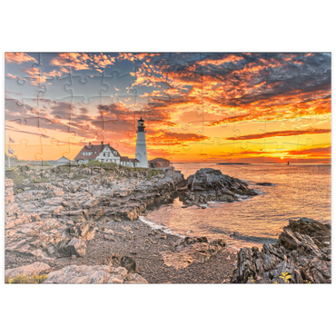 puzzleplate Portland-Leuchtturm bei Sonnenaufgang in New England, Maine, USA 100 Puzzle