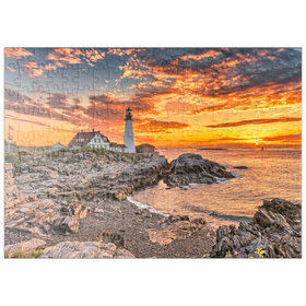 Darstellung des Puzzle Motivs Portland-Leuchtturm bei Sonnenaufgang in New England, Maine, USA - Puzzleteile: 200