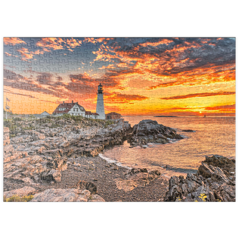 puzzleplate Portland-Leuchtturm bei Sonnenaufgang in New England, Maine, USA 500 Puzzle