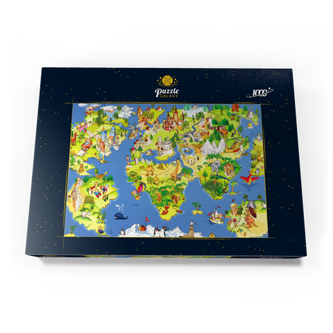 Tolle und lustige Cartoon-Weltkarte - Illustration für Kinder 1000 Puzzle Schachtel Ansicht3