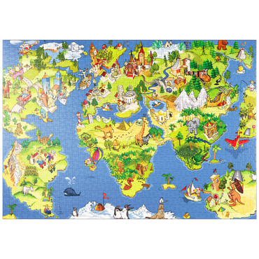 puzzleplate Tolle und lustige Cartoon-Weltkarte - Illustration für Kinder 1000 Puzzle