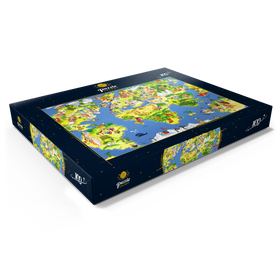 Darstellung des Puzzle Motivs Tolle und lustige Cartoon-Weltkarte - Illustration für Kinder - Puzzleteile: 100