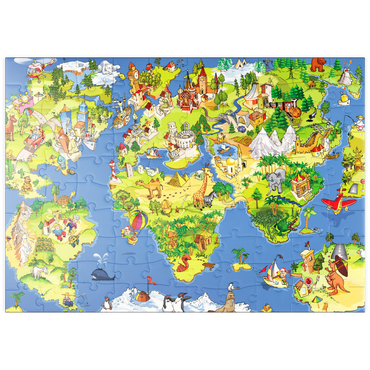 puzzleplate Tolle und lustige Cartoon-Weltkarte - Illustration für Kinder 100 Puzzle