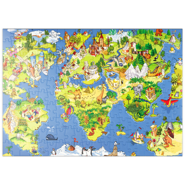 puzzleplate Tolle und lustige Cartoon-Weltkarte - Illustration für Kinder 200 Puzzle