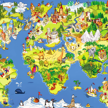 Tolle und lustige Cartoon-Weltkarte - Illustration für Kinder 200 Puzzle 3D Modell