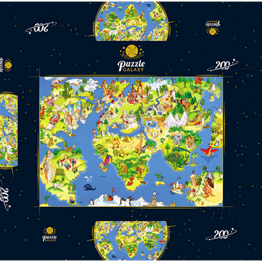 Tolle und lustige Cartoon-Weltkarte - Illustration für Kinder 200 Puzzle Schachtel 3D Modell