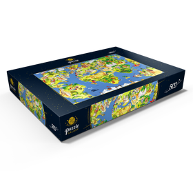 Alternative Darstellung des Puzzle-Motivs Tolle und lustige Cartoon-Weltkarte - Illustration für Kinder – Puzzleteile: 500