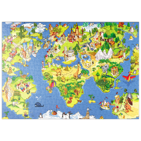puzzleplate Tolle und lustige Cartoon-Weltkarte - Illustration für Kinder 500 Puzzle