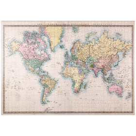 Darstellung des Puzzle-Motivs Weltkarte nach Mercator Projektion, 1860 – Puzzleteile: 1000