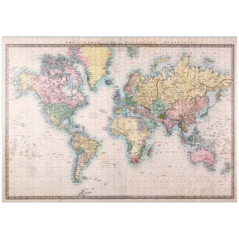 puzzleplate Weltkarte nach Mercator Projektion, 1860 1000 Puzzle