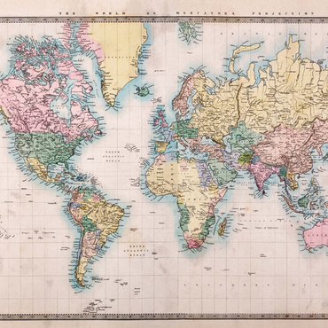 Weltkarte nach Mercator Projektion, 1860 1000 Puzzle 3D Modell