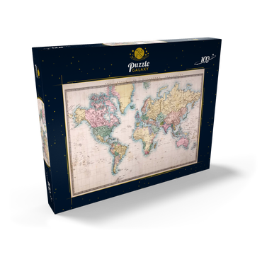 Weltkarte nach Mercator Projektion, 1860 100 Puzzle Schachtel Ansicht2