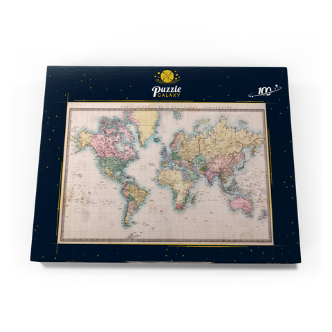 Weltkarte nach Mercator Projektion, 1860 100 Puzzle Schachtel Ansicht3