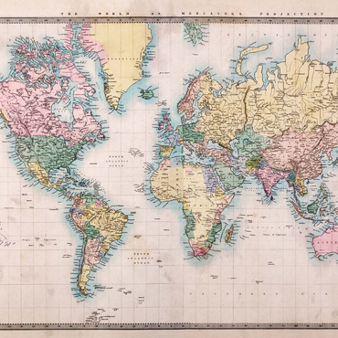 Weltkarte nach Mercator Projektion, 1860 100 Puzzle 3D Modell