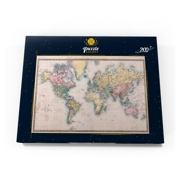 Weltkarte nach Mercator Projektion, 1860 200 Puzzle Schachtel Ansicht3