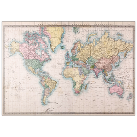 Darstellung des Puzzle-Motivs Weltkarte nach Mercator Projektion, 1860 – Puzzleteile: 200
