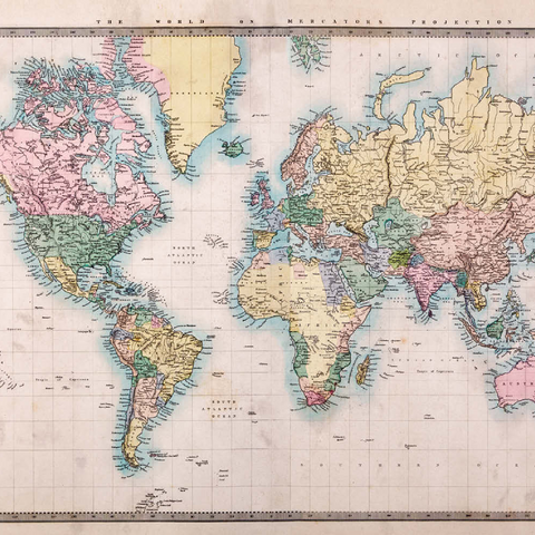 Weltkarte nach Mercator Projektion, 1860 200 Puzzle 3D Modell