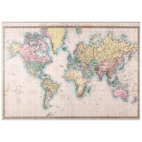 Darstellung des Puzzle-Motivs Weltkarte nach Mercator Projektion, 1860 – Puzzleteile: 500